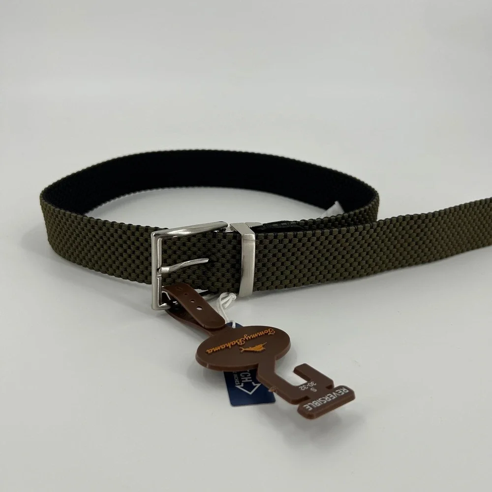 Tommy Bahama Mens Reversible Woven Stretch Belt Olive Black 11TM030015 Small